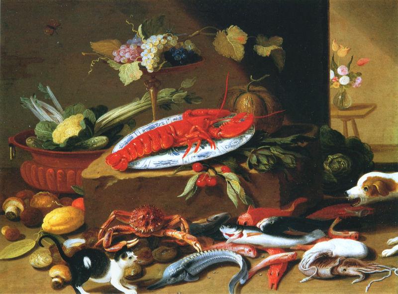 Jan Van Kessel Chien et chat devant un homard China oil painting art